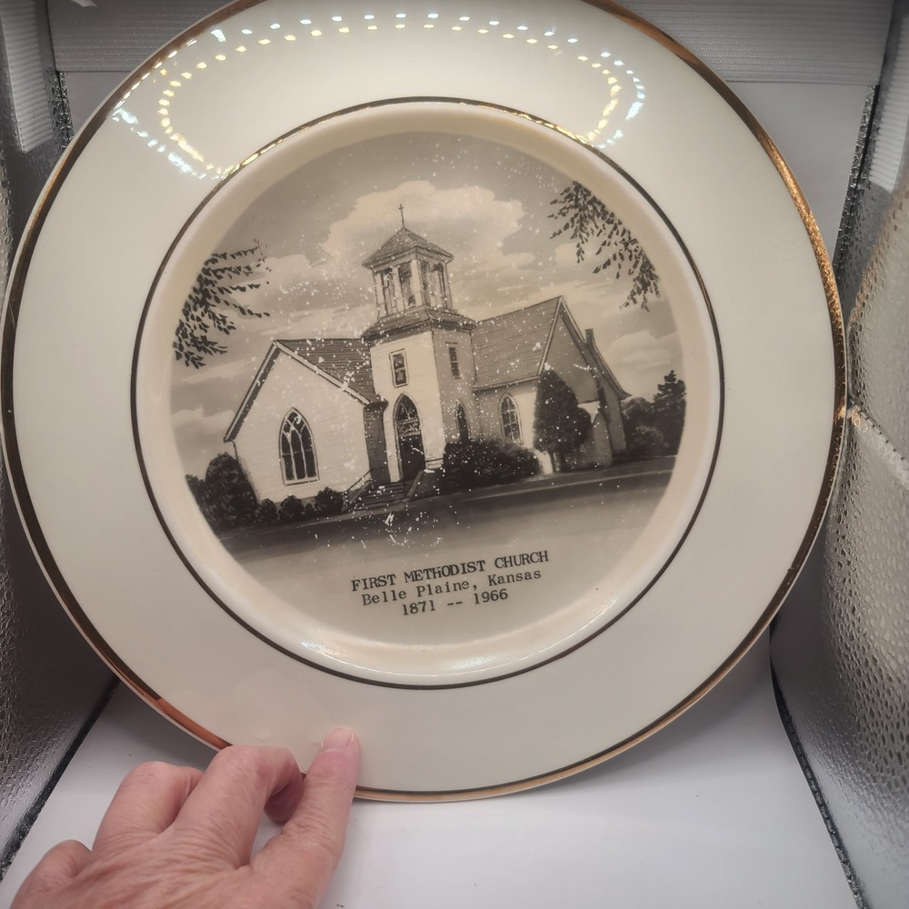 1871-1966 First Methodist Church Plate Belle Plains Kansas Souvenir‎ Collectible
